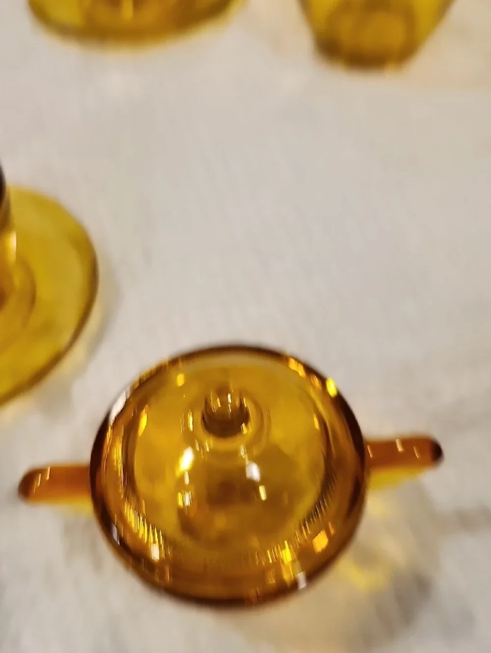 Child's VINTAGE Topaz Glass Tea Set - Elegant Amber Cups and Saucers